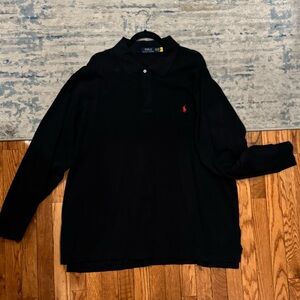 Ralph Lauren 3XB Black Long Sleeve Mesh Polo Big and Tall